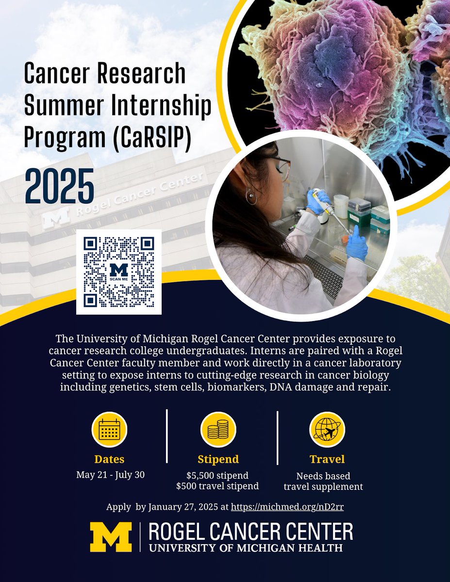 Undergrads, looking for a summer research opportunity in cancer biology? Consider applying for a CARSIP position! Details below 👇🏼 
Please retweet 🔁 and circulate widely!