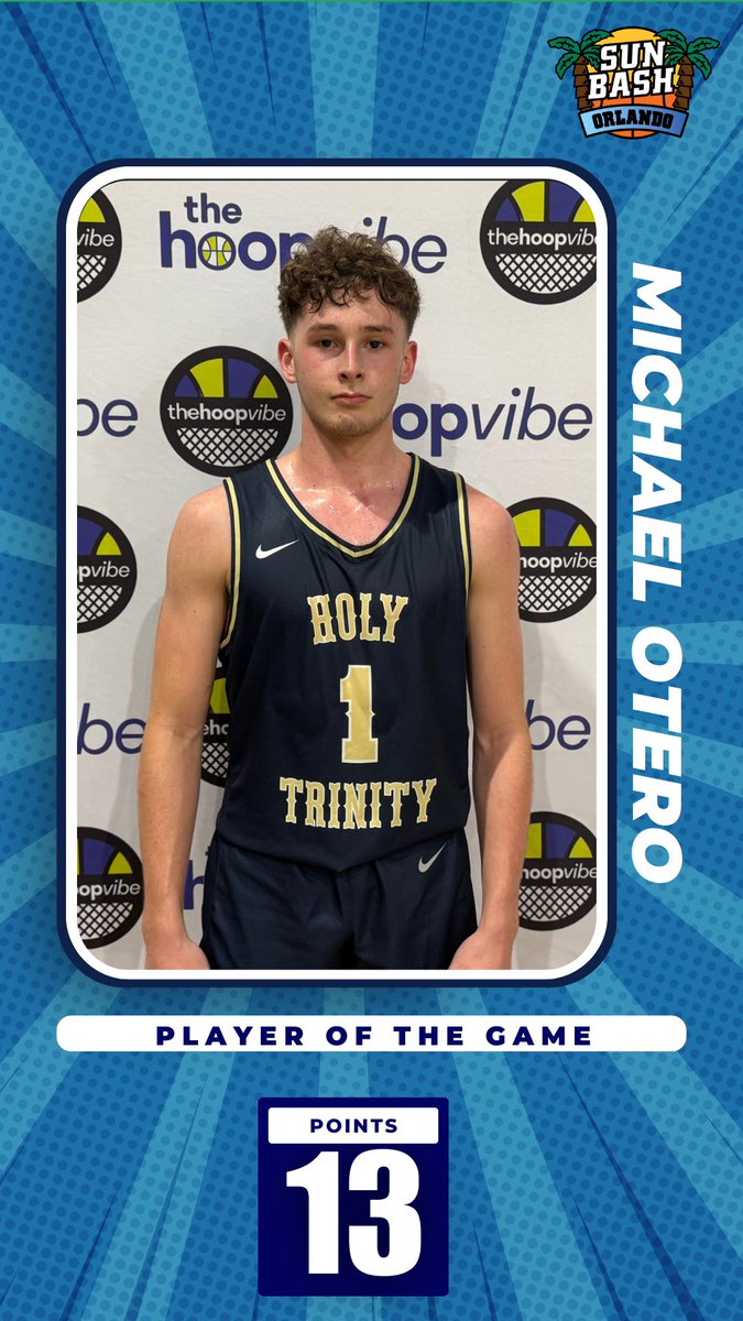 Game 3: <a href="/sunbashtourney/">Sun Bash</a> Orlando

Players of The Game

Left: 2026 CFCA G Julian DeClou was attacking and getting to his spots to hit shots with smarts. Crafty. 19 PTS

Right: 2026 Holy Trinity G Michael Otero is a true point man with shiftiness and true grit.