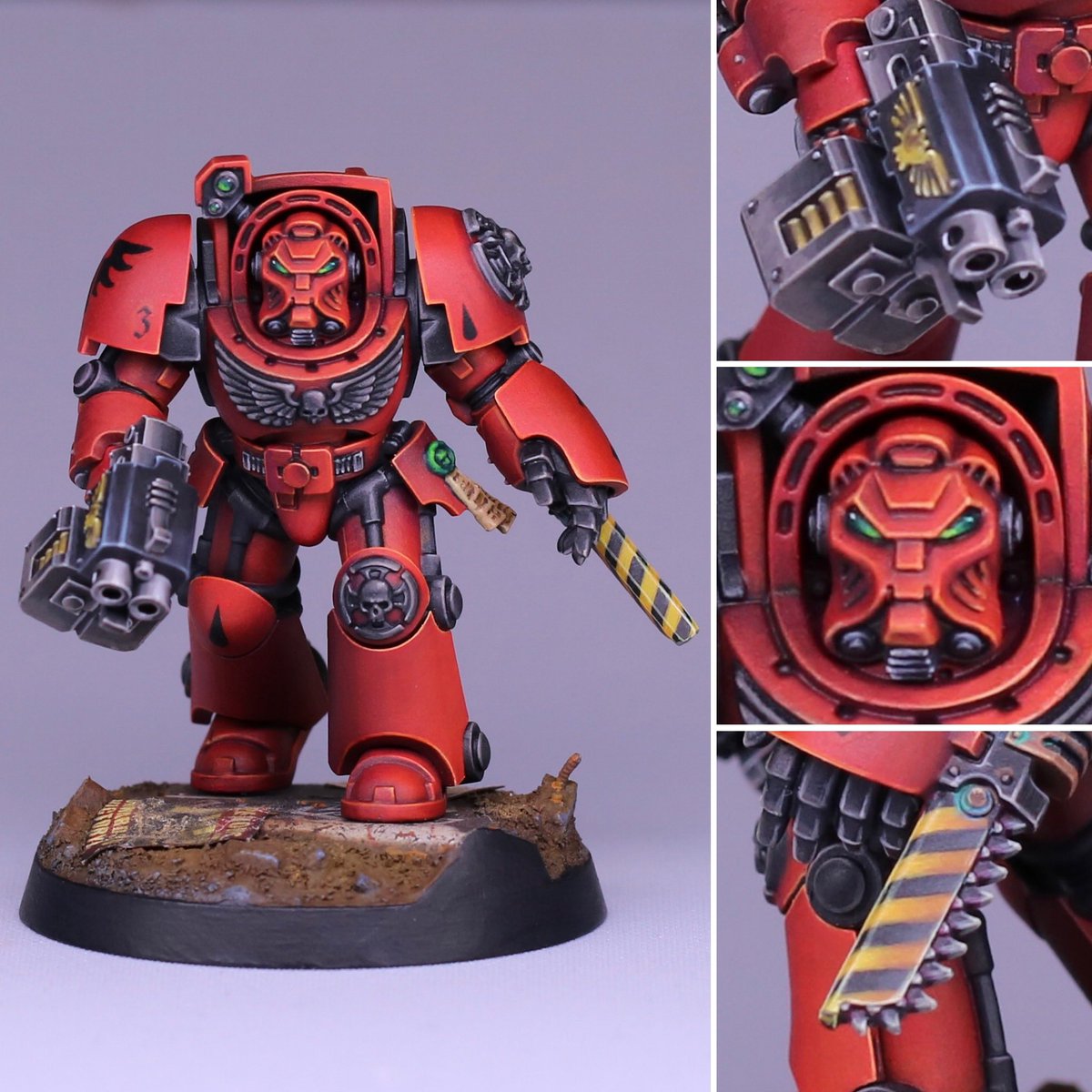 Scott_Frazier_'s tweet photo. Calling it here, final varnish tomorrow.  Really pleased with the result so I may have to finish a squad of them.  Cheers.

#warhammer #warhammer40k #WarhammerCommunity #warhammer40000 #PaintingWarhammer #bloodangels https://t.co/dccc6TMHB1