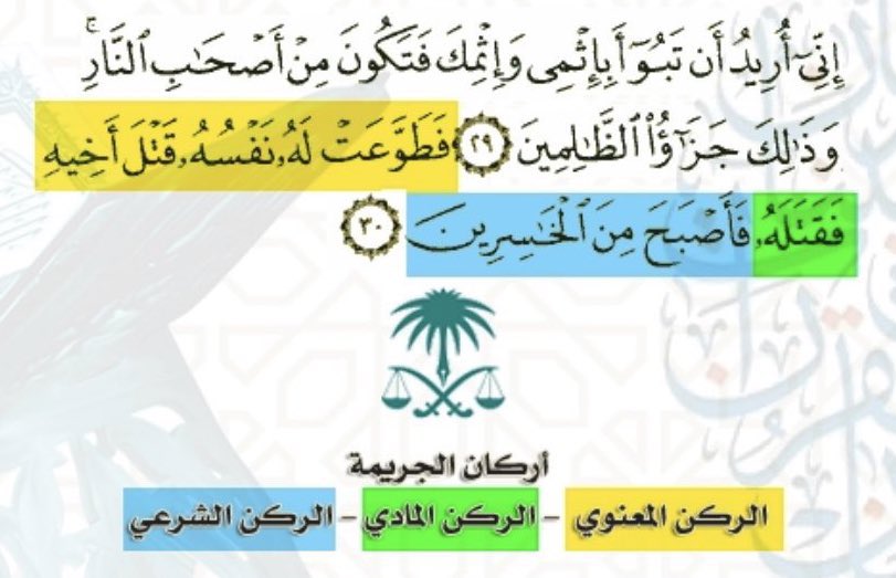 اركان الجريمه في " آيه " ⚖️