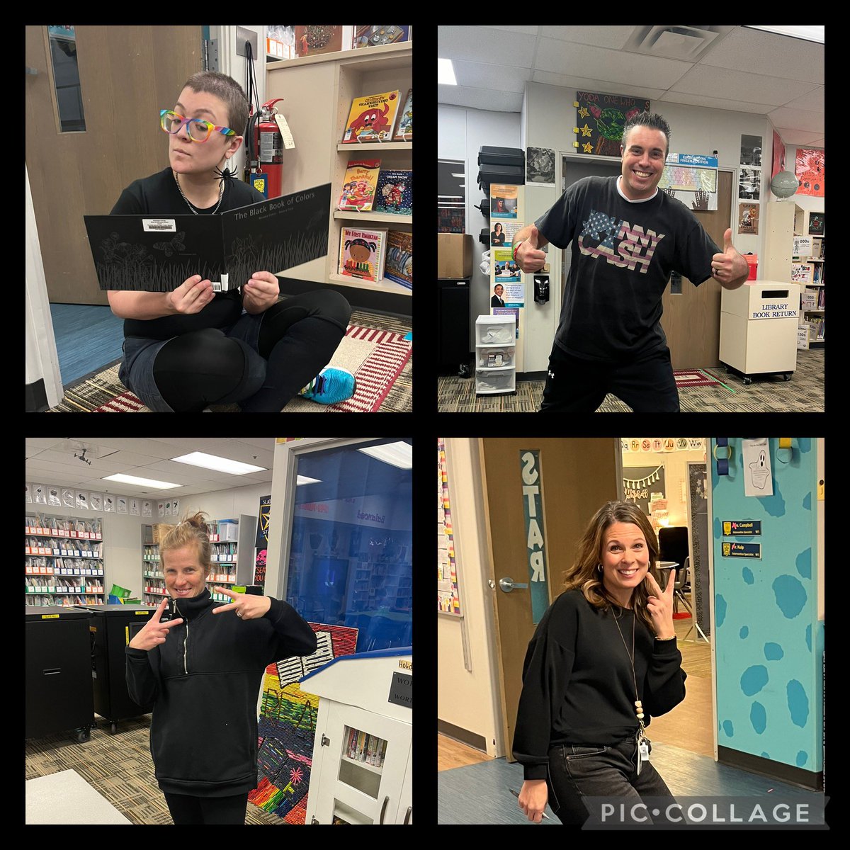 Another fun Slate Hill Rock🤩⭐️ staff spirit day wearing all black! #itsworthit #theSlate⭐️ #luckyprincipal 
Tomorrow is a building wide pajama day for all students and staff!