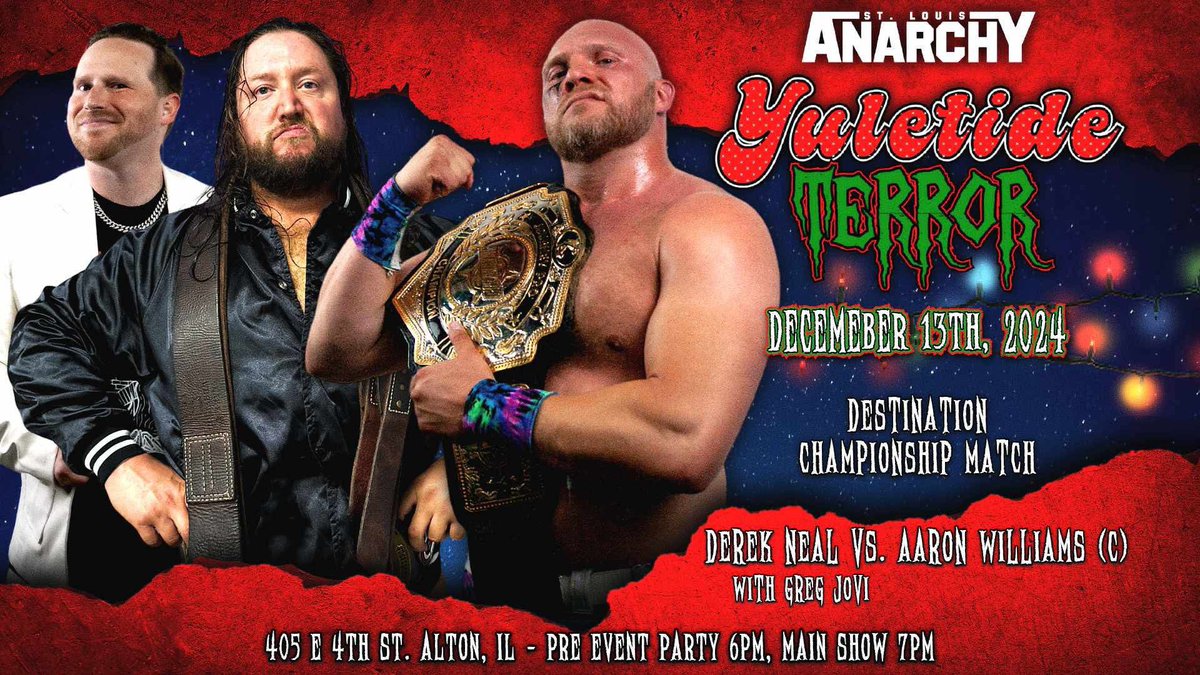 stlanarchy's tweet photo. 🚨 MATCH ANNOUNCEMENT🚨
The former Gateway Heritage Champion @DerekNeal91 has been reflecting on what brought him to the dance ever since his historic loss to Thomas Shire at #CMXIX, suspiciously quiet, even his advocate @HeelMoneyJovi have been close to the cuff.
Meanwhile, the rise of @PlanetWilliams1 to the DSTN Championship has been nothing short of illustrious. With a successful defense at #Homecoming against former champions Christian Rose and Davey Vega, The Dead Ringer is absolutely on the mark!
Is it redemption? Is it a culling? Or is it just a heavy hitter no-bullshitter?
Find out when #YuletideTerror returns December 13th live from Spaulding Hall!
https://t.co/cL1Q16K1yd FOR 🎟️🎟️🎟️🎟️