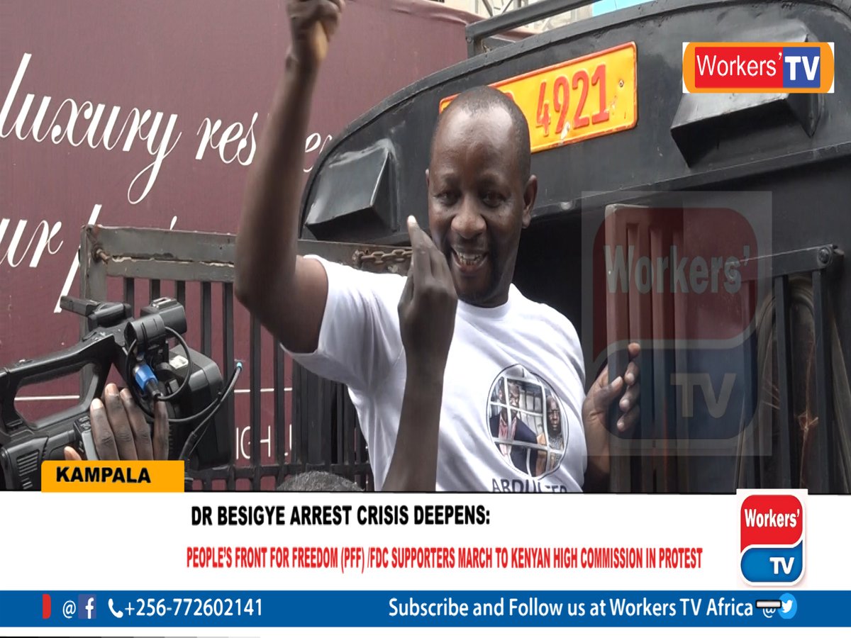 workers_tv's tweet photo. Besigye arrest crisis deepens as dozens of FDC party supporters are arrested while marching to Kenyan High Commission in protest of Besigye abduction
 https://t.co/ExVUXcQK9i via @YouTube https://t.co/JBgQ93ZhlQ