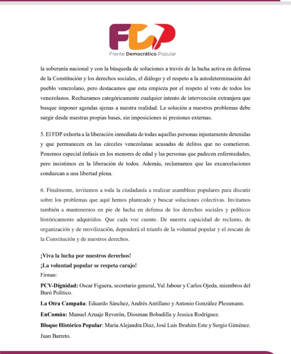 josel_ibrahin19's tweet photo. COMUNICADO DEL FRENTE DEMOCRÁTICO POPULAR.
#PCVDIGNIDAD,
#LAOTRACAMPAÑA
#ENCOMÚN
#BLOQUEHISTÓRICOPOPULAR https://t.co/ncqAm2eFWz