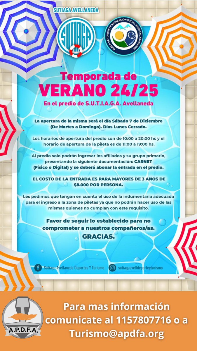 APDFA te invita a disfrutar del Camping del Sindicato SUTIAGA en Tristán Suarez. Comunicate con nuestra Sede Central.

<a href="/ApdfaAdrian/">Silva Adrian Apdfa</a> 
<a href="/apdfanacional/">A.P.D.F.A.</a> 
<a href="/APDFApuertosOK/">APDFA Ferroportuarios</a> 
<a href="/ApdfaListaGris/">APDFA LISTA GRIS</a>