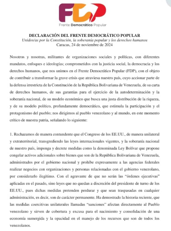 josel_ibrahin19's tweet photo. COMUNICADO DEL FRENTE DEMOCRÁTICO POPULAR.
#PCVDIGNIDAD,
#LAOTRACAMPAÑA
#ENCOMÚN
#BLOQUEHISTÓRICOPOPULAR https://t.co/ncqAm2eFWz