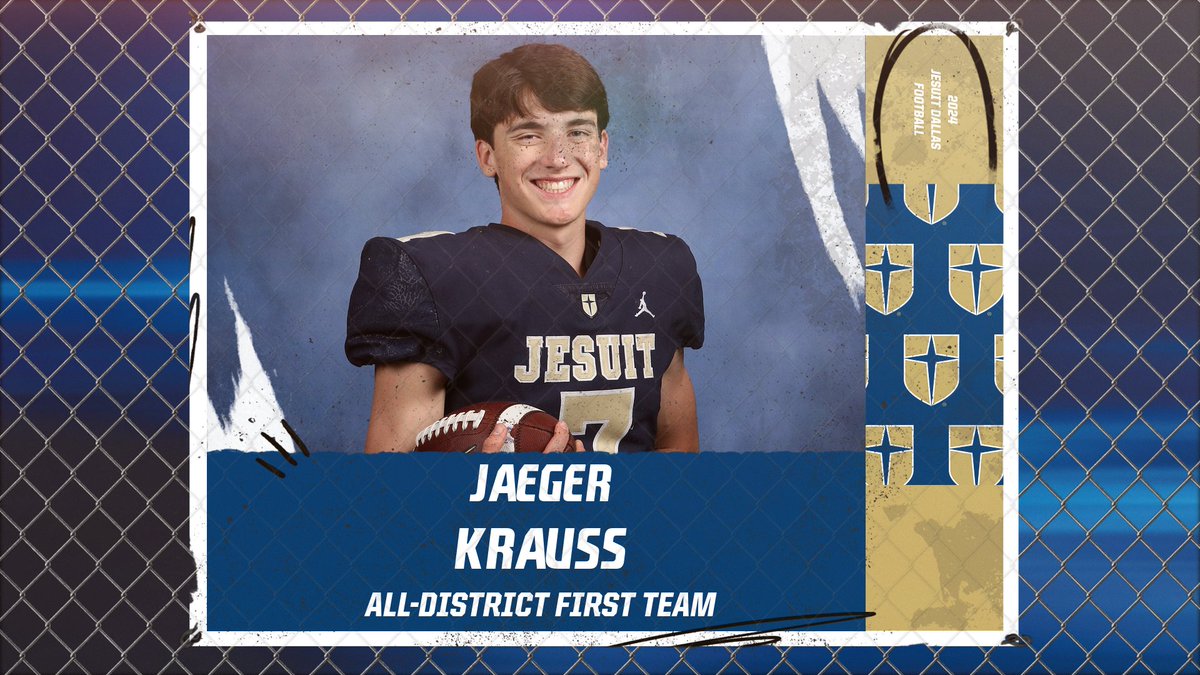 Congratulations to the members of the Jesuit Dallas football program that were named to the All-District 7-6A First Team!

Blake Bodnar (WR), Cade Gill (DL), Gabriel James (LB), Jaeger Krauss (WR), Michael Martin (OL), Charlie Peters (QB)
