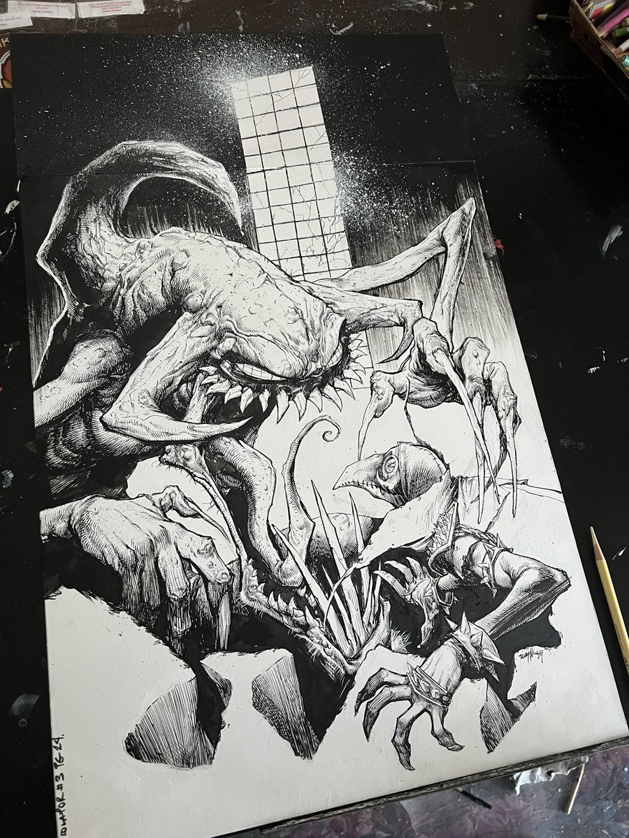 WAYSHAK's tweet image. Violator #3 is going back to print!  2nd printing out next month.  Thank you everyone! 

On this piece of original art, I went a little crazy.  I think it’s around 24 inches. 

#wayshak #spawn #violator