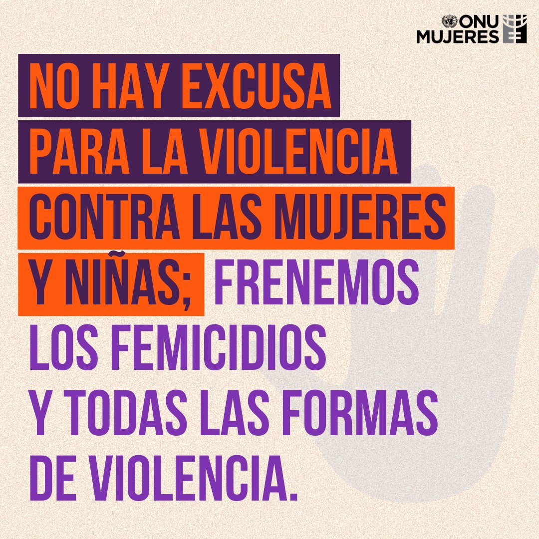 📢 Desde ONU Mujeres hacemos un llamado a fortalecer el compromiso de los Estados y destinar más recursos para asegurar una vida libre de violencia para las mujeres.​
#ÚNETE #NoHayExcusa #16días