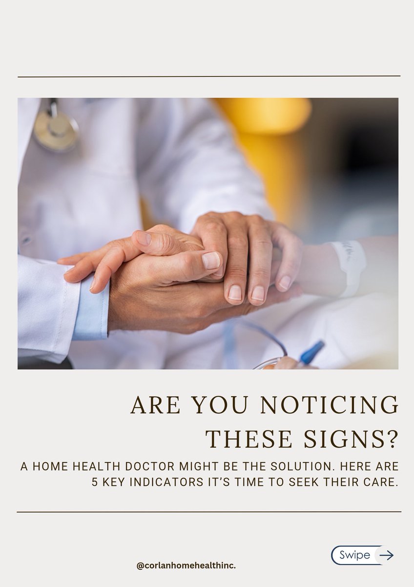 CorlanInc's tweet image. Are frequent hospital visits or mobility challenges making it hard to manage your health? It might be time to seek care at home. 🏥 Here are 5 key signs a home health doctor could help 👇 

#corlanhomehealth #managingchronicconditions #illinois