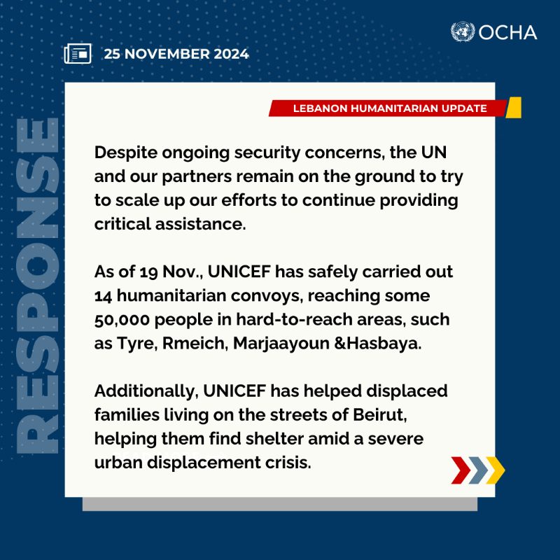 OCHALebanon's tweet photo. The Office for the Coordination of Humanitarian Affairs says that #Lebanon is facing its deadliest period in decades, with an unprecedented humanitarian crisis affecting more than a million people.

Daily Update ⤵️