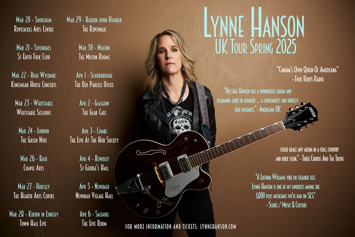 With temperatures dropping I'm already starting to think about SPRING.  Seems like a great time to announce our UK TOUR DATES!!!  Will be all over the land of sticky toffee pudding from March 20 to April 6.      

for info and TIX:  lynnehanson.com/shows 

#singersongwriter