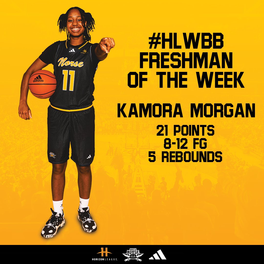 NKU Women's Basketball π (@nkunorsewbb) on Twitter photo π
π’π«π¬π ππ°ππ«π ππ¨π« ππ‘π ππ«ππ¬π‘π¦ππ§ π
Kamora Morgan is your #HLWBB Freshman of the Week π€©
<a href="/NKUNorse/">Northern Kentucky Athletics</a> | #NorseUp π
π’π«π¬π ππ°ππ«π ππ¨π« ππ‘π ππ«ππ¬π‘π¦ππ§ π
Kamora Morgan is your #HLWBB Freshman of the Week π€©
<a href="/NKUNorse/">Northern Kentucky Athletics</a> | #NorseUp