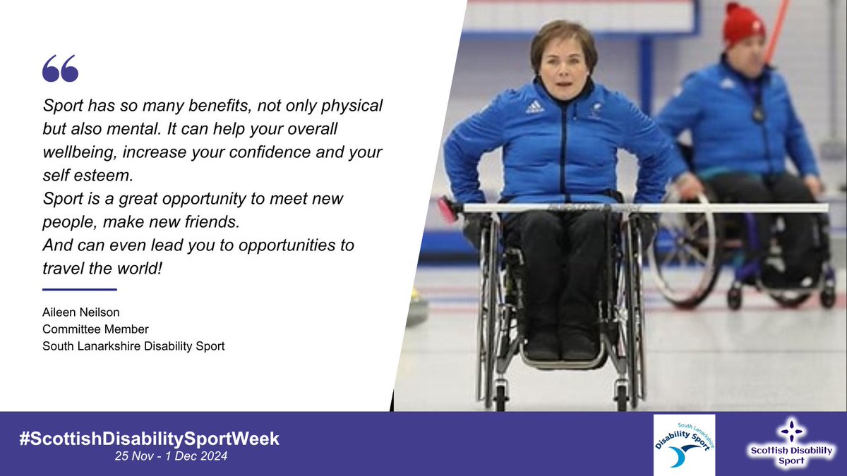 For the first day of #ScottishDisabilitySportWeek Paralympian and South Lanarkshire Disability Sport Committee Member, Aileen Neilson on the benefits of participating in sport and physical activity!