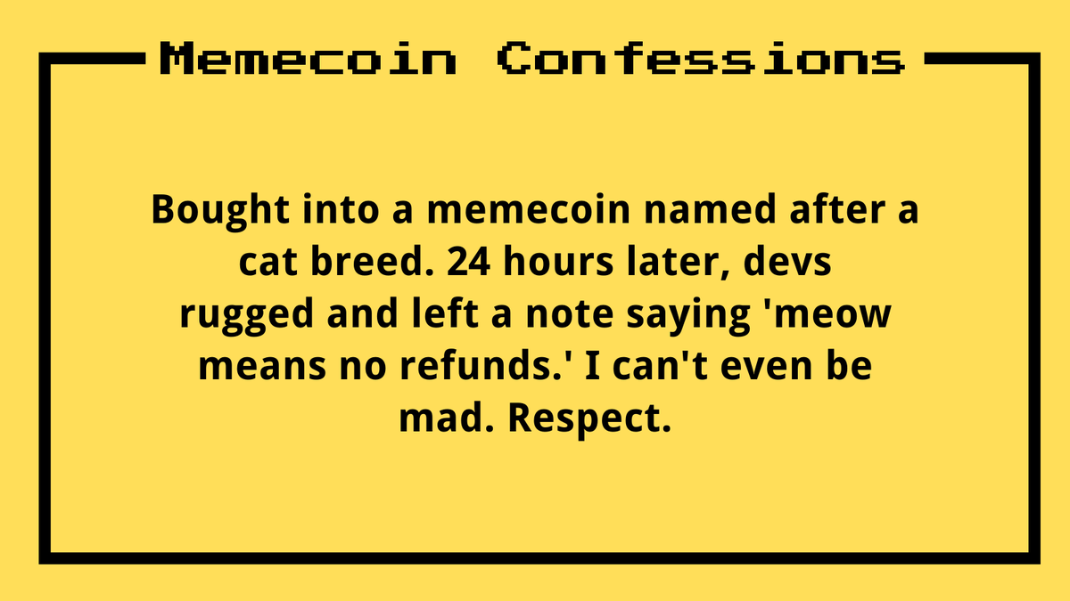 Memecoin Confessions tweet media