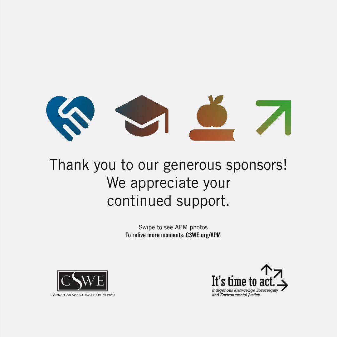CSocialWorkEd's tweet image. We appreciate the continued support of our sponsors and exhibitors during the 2024 Annual Program Meeting (APM). Your support of specific APM programming and events makes a lasting impact on our members and attendees. We hope to see you next year in Denver. CO. #cswe24 #onecswe