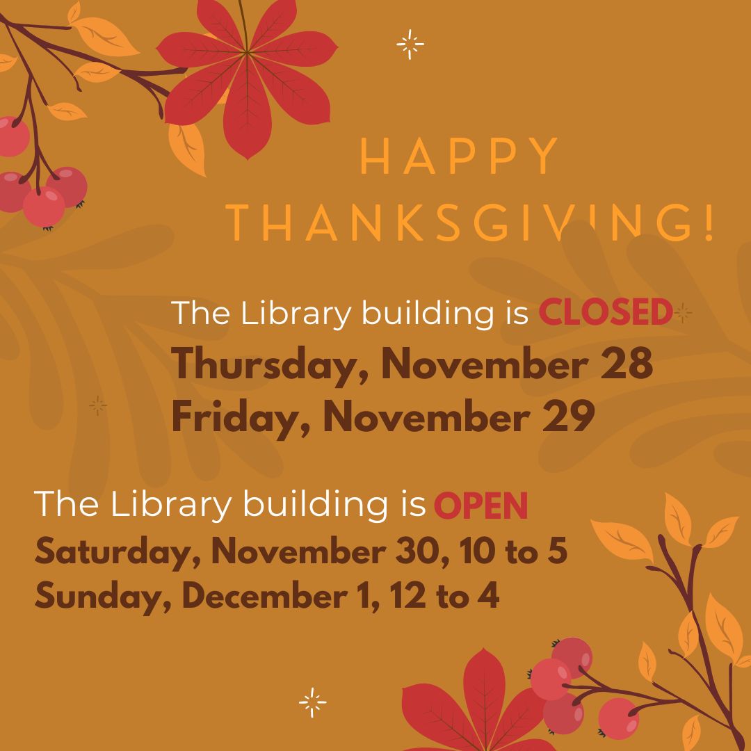 While we're taking a break on Thu., 11/28 &amp; Fri, 11/129 to celebrate Thanksgiving, our eLibrary is always open. 📚💻 Dive into ebooks, magazines, audiobooks, &amp; more from the comfort of your home. 😊✨ Go to tenaflylibrary.org/elibrary to get started #eLibrary #DigitalReading