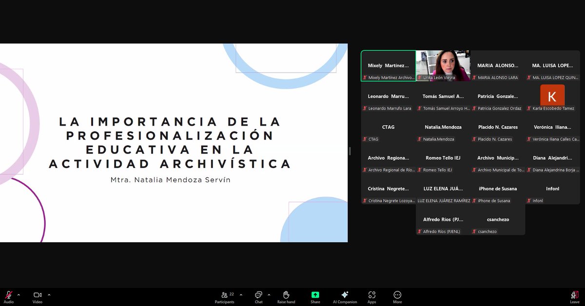ANADELNORESTE's tweet photo. La importancia de la Profesionalización Educativa en la Actividad Archivística con la Mtra. Natalia Mendoza Servín. https://t.co/M5kuareRft