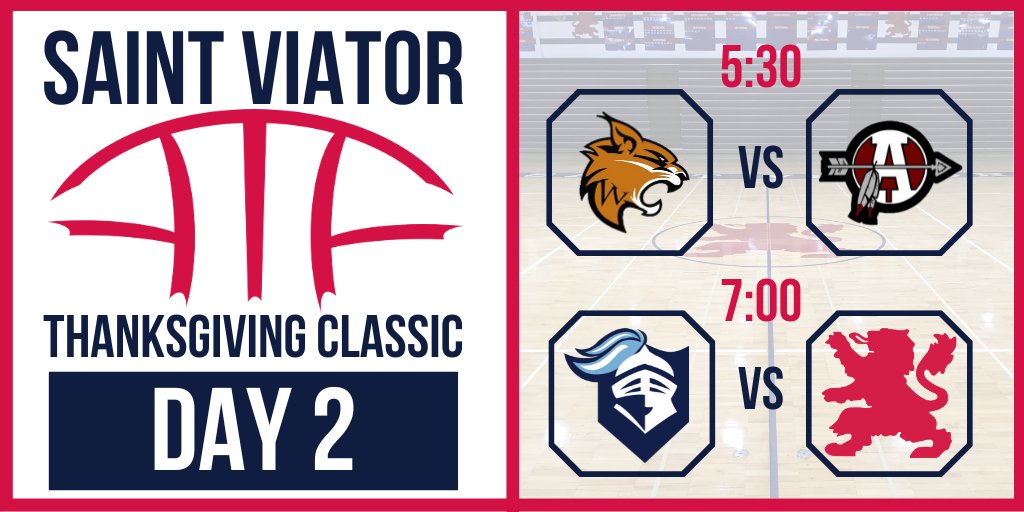 Day 2 of the 47th annual <a href="/ViatorClassic/">Saint Viator Thanksgiving Classic</a> features <a href="/SequoitHoops/">Antioch HS (IL) Boys Basketball</a> vs <a href="/LHSwildcatBball/">🏀LHS Basketball🏀</a> and <a href="/ProspectHoops/">Prospect Boys Basketball</a> vs <a href="/stviatorbball/">Saint Viator Boys Basketball</a>

Join us in Cahill Gym 🎟️
gobound.com/il/schools/sai…

Or on HudlTV📺 fan.hudl.com/ABC/IL/Arlingt…

#ViatorClassic47