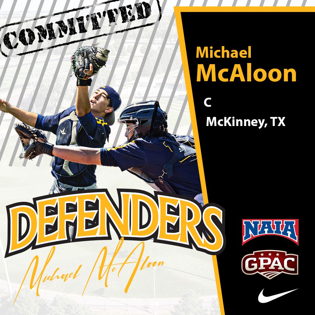 Michael McAloon (@mmcalooniii) on Twitter photo I am excited to announce I have committed to continue my baseball journey at Dordt University. Thank you to all my coaches <a href="/MHSLionBaseball/">McKinney Baseball</a> , <a href="/McK_Marshals/">McKinney Marshals</a> , <a href="/GaryLedbetter15/">Gary Ledbetter</a> for your support and encouragement along the way.
<a href="/DordtBaseball/">Dordt Baseball</a>
#DefenderWay I am excited to announce I have committed to continue my baseball journey at Dordt University. Thank you to all my coaches <a href="/MHSLionBaseball/">McKinney Baseball</a> , <a href="/McK_Marshals/">McKinney Marshals</a> , <a href="/GaryLedbetter15/">Gary Ledbetter</a> for your support and encouragement along the way.
<a href="/DordtBaseball/">Dordt Baseball</a>
#DefenderWay