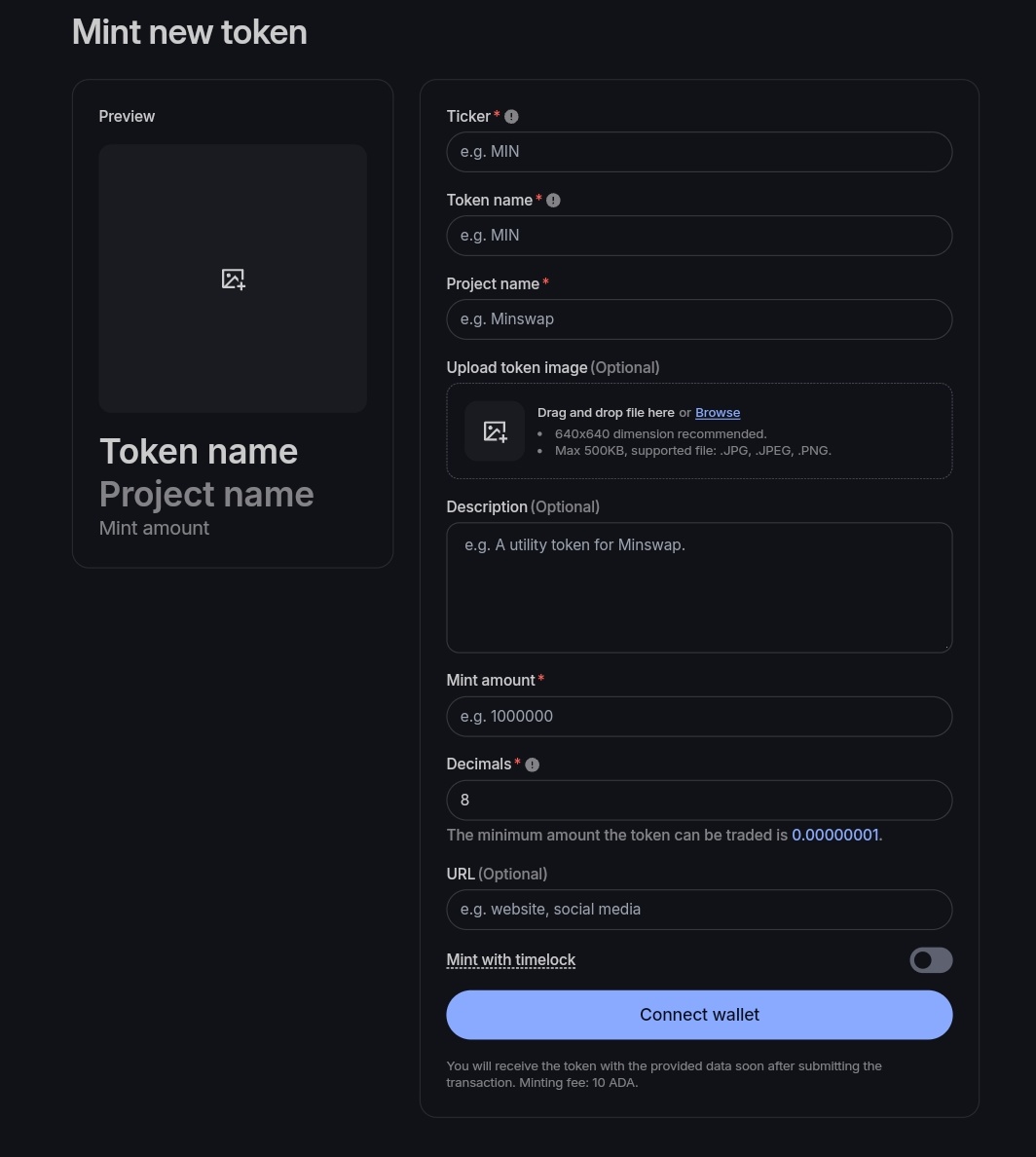 BREAKING NEWS:

YOU CAN NOW MINT TOKENS FOR FREE ON CARDANO ON MINSWAP 😱😱🔥🔥🔥

Gone at the days where you'll need to learn Lucid to mind tokens or even pay dev Agencies.

Minswap minting platform is your new development agency 😎😎.

So here’s how it works in just a few