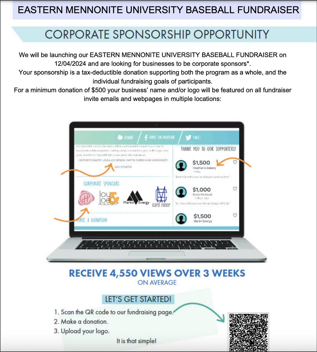 EMU Diamond Royals (@emubaseball1) on Twitter photo Sponsors! Click the link to our fundraising page below, make a donation, and forward your
receipt and business logo to support@verticalraise.com and Vertical Raise will have your business
included in the fundraiser within a few hours. It is that simple.
verticalraise.com/fundraiser/eas⦠Sponsors! Click the link to our fundraising page below, make a donation, and forward your
receipt and business logo to support@verticalraise.com and Vertical Raise will have your business
included in the fundraiser within a few hours. It is that simple.
verticalraise.com/fundraiser/easβ¦