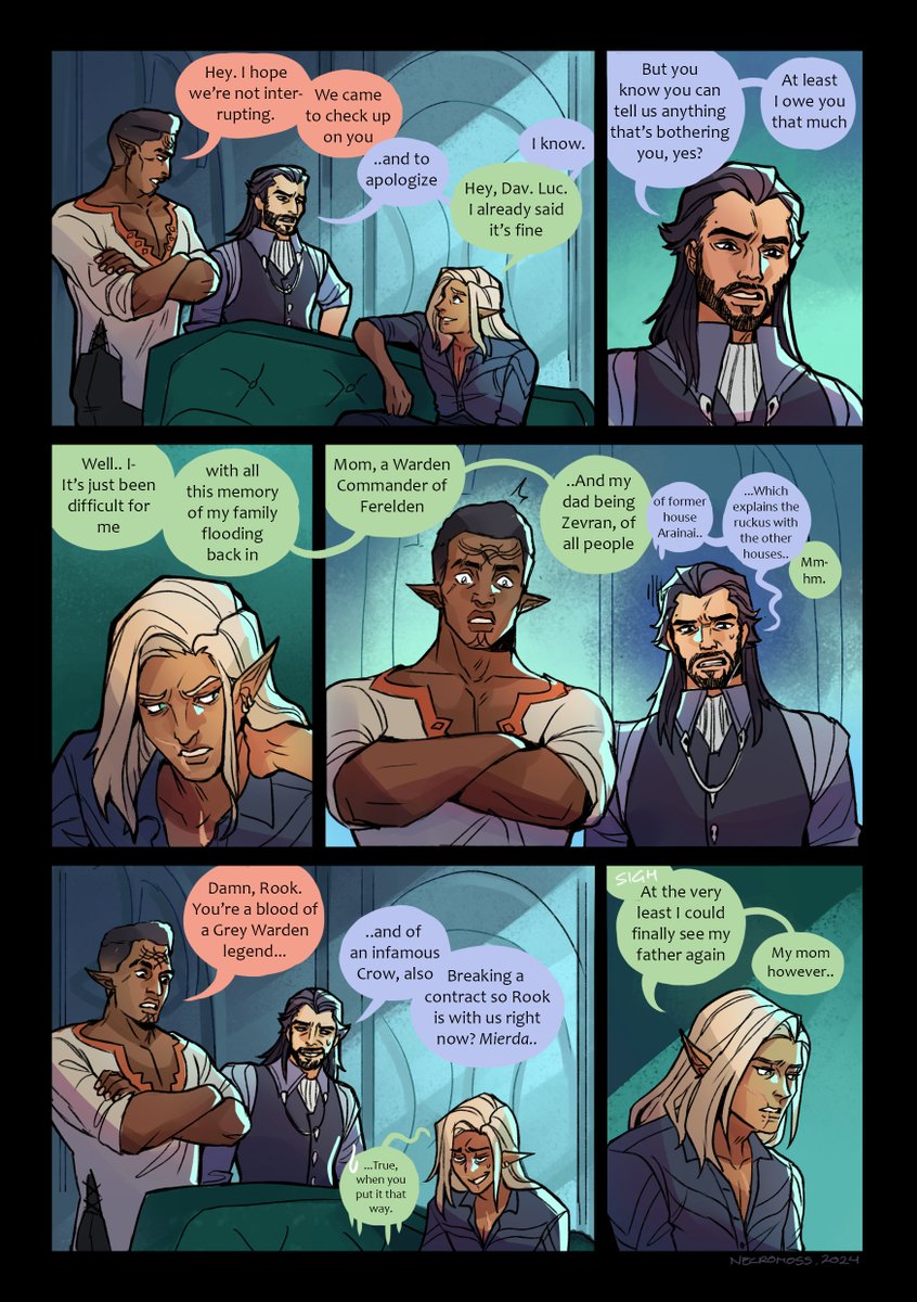The 'Contact' || Part 4 - End
#veilguardspoilers(?)
And that's it. A 14 pages DA fancomic to give my Rook (Rindhil) personal motivation & stakes to defeat the Evanuris. Thanks for indulging me on this series and for the kind comments💓 Until next time!