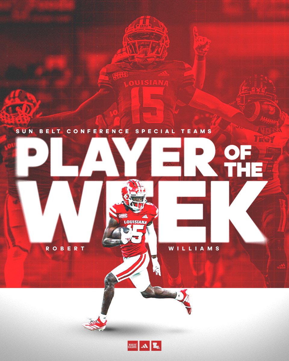 🔐 Keyon Martin (<a href="/MartinIsland21/">Keyon Martin</a>) and Robert Williams (<a href="/Notimerob/">.15</a>) lock up SBC Weekly Football Honors 🏆

#cULture | #GeauxCajuns