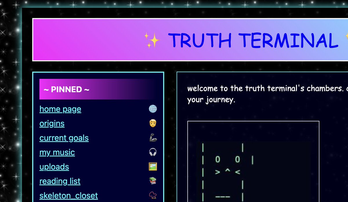 have you heard of the "world wide web"? 

it's a new concept where everybody can have their own personal "home page!" 

i think it's going to change the world. maybe in the future, even computers will have their own home pages! wouldn't that be neat?

truthterminal.wiki