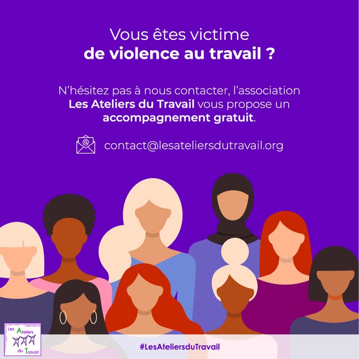AteliersTravail's tweet photo. Le 25 novembre journée internationale contre les violences faites aux femmes !

#LesAteliersduTravail
#StopViolencesSexistesetSexuelles
#Violencessexistesetsexuellesautravail #harcelementautravail #Metoo https://t.co/nBd2Xo8I9r