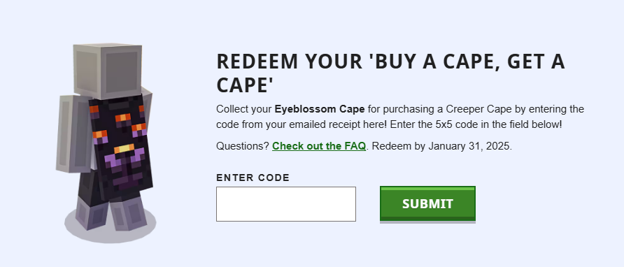 New Minecraft Cape has seemed to of popped up on the minecraft.net/redeem page