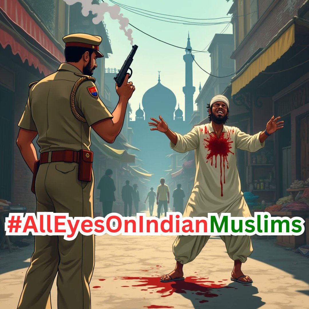 MZRcs77's tweet photo. Muslims in India are being lynched regularly on the suspicion of Beef…

Muslims in India are shot down when they protest for their mosques…

Being an Indian Muslim is not easy under this Islamophobic government…

#AllEyesOnIndianMuslims #SambhalViolence #SambhalJamaMasjid https://t.co/voj8lsE8NK