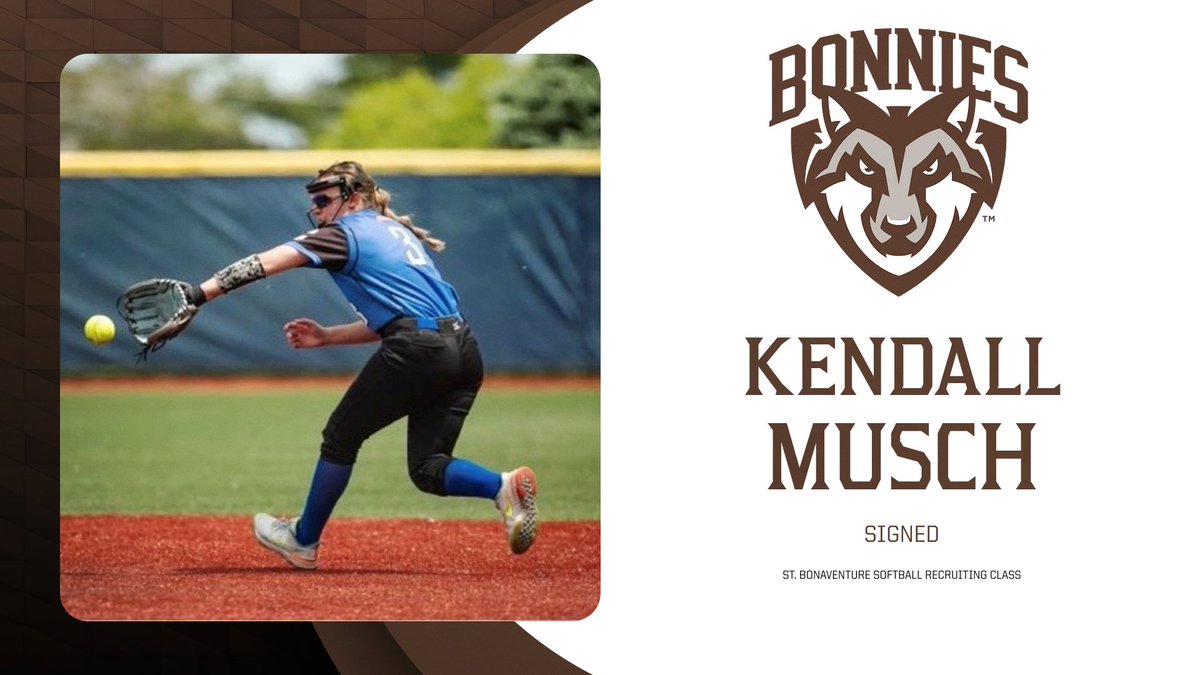 Welcome to the Bonnies, Kendall Musch ✍️

🟤 Utl.; Camden, N.Y.
⚪️ Camden High School
🟤 Four-year varsity starter with a .348 average, 26 doubles, six triples, seven home runs and 98 RBI

#Unfurl