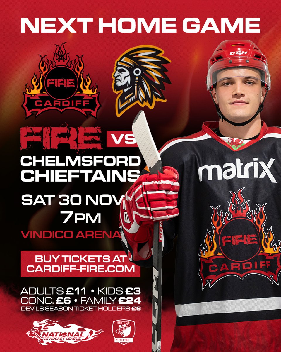 CardiffFireIHC's tweet image. ✨🎟️ 𝗪𝗜𝗡 𝗜𝗖𝗘 𝗛𝗢𝗖𝗞𝗘𝗬 𝗧𝗜𝗖𝗞𝗘𝗧𝗦 🎟️✨

𝗟𝗶𝗸𝗲 &amp;amp; 𝗥𝗲𝗽𝗼𝘀𝘁 this for your chance to win 2⃣ tickets to Cardiff Fire's next home game this Saturday 30th November 🔥🏒

Comp closes 5pm on Fri 29th. T&amp;amp;Cs below. Good luck 🤞

Tickets 👉 tickets.cardiff-fire.com