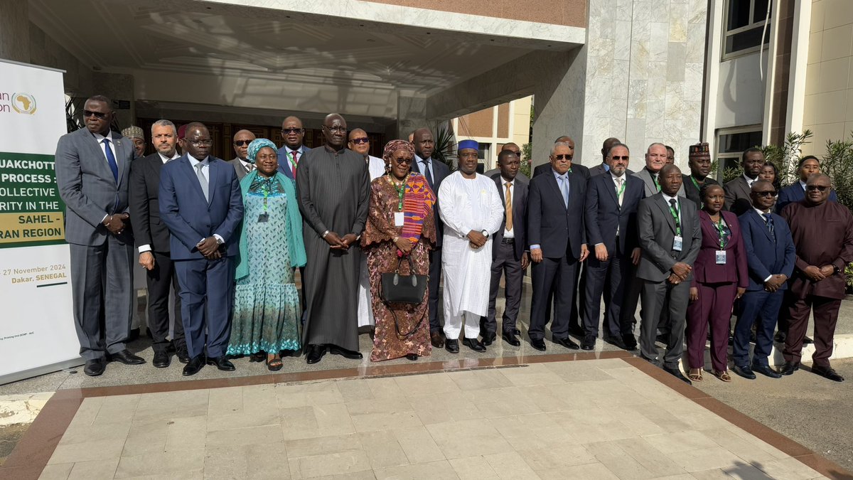 AUC_PAPS's tweet photo. High-level meeting on Collective Security Engagements to Counter Terrorist & Insurgent Threats in the Sahel-Saharan Region within the Framework of the #NouakchottProcess opens in Dakar, ๐ธ๐ณ, organised by the AU with the support of CISSA & the Government of Senegal, 25-27 Novโ 2024 https://t.co/nJRIVweYbm
