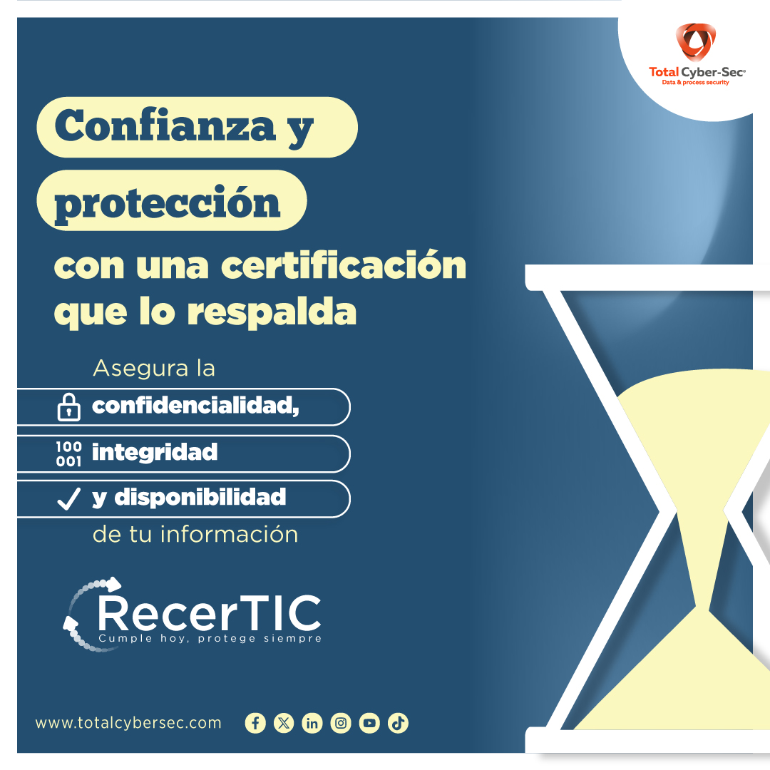 totalcybersec's tweet photo. ¡El momento ha llegado! 🚀✨
Certifícate hoy con los expertos de #TotalCyberSec en #ISO27001, #Indeval y #PCI. 💻🔒
No pierdas más tiempo, ¡corre a nuestras redes sociales y contáctanos para iniciar tu proceso! 📩✅
#Ciberseguridad #Certificaciones #ProtegeTuEmpresa #HazloHoy https://t.co/zz44oPZmMi