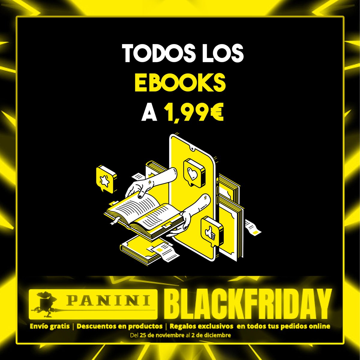 PaniniComicsEsp's tweet photo. 📢 ¡Atención!
Todos los eBooks a 1,99€ durante la promo del #BlackFirday
>> https://t.co/tJr4xDZFzV
#paninicomics https://t.co/3v0ApVC8lx