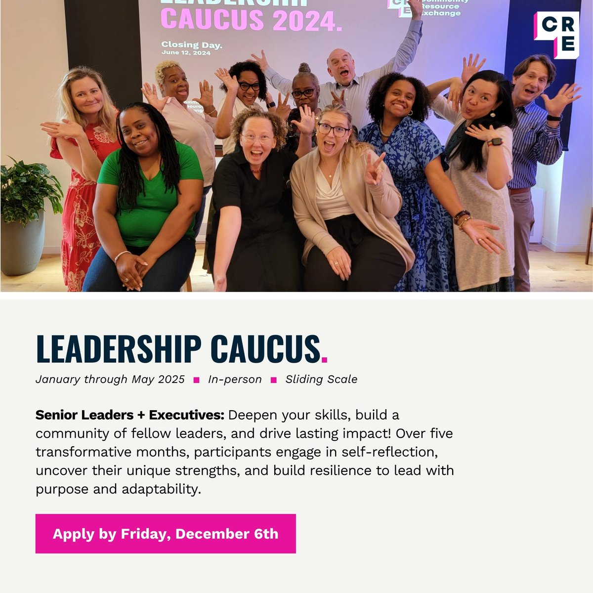 Applications are OPEN for #LeadershipCaucus! #Nonprofit execs: strengthen your leadership skills, build resilience, and join a community of changemakers driving impact. Apply by December 6, 2024! crenyc.org/leadership-and…

#NonprofitLeadership #CRE