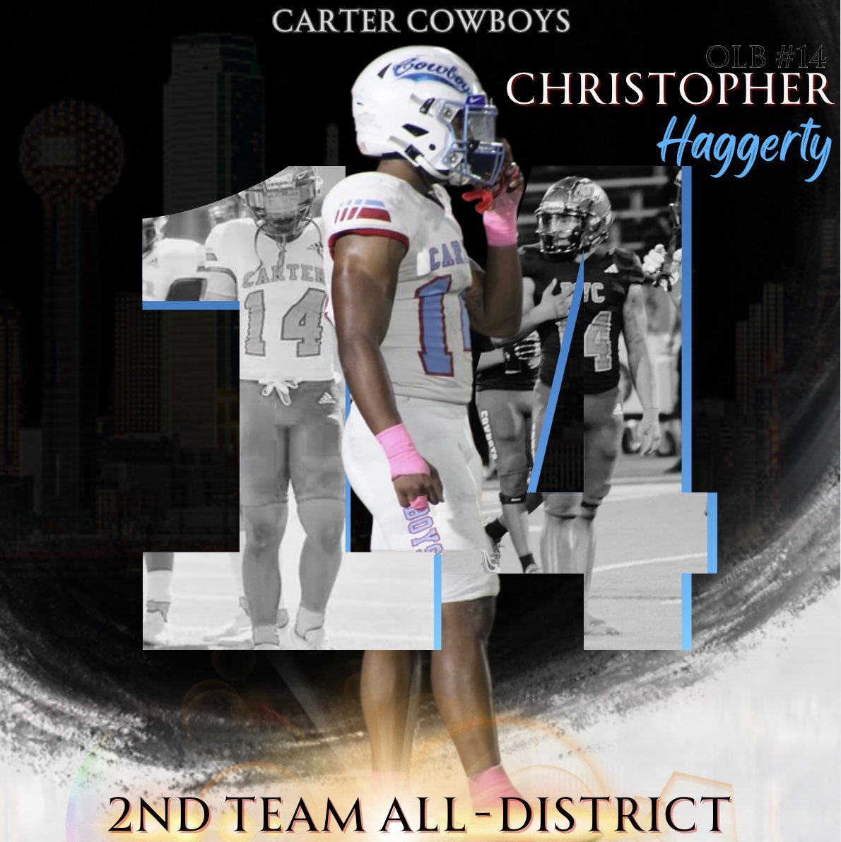 Recruit1819's tweet image. UIL Region 2 District 8-4A
2nd Team All District LB
@CHaggerty1406