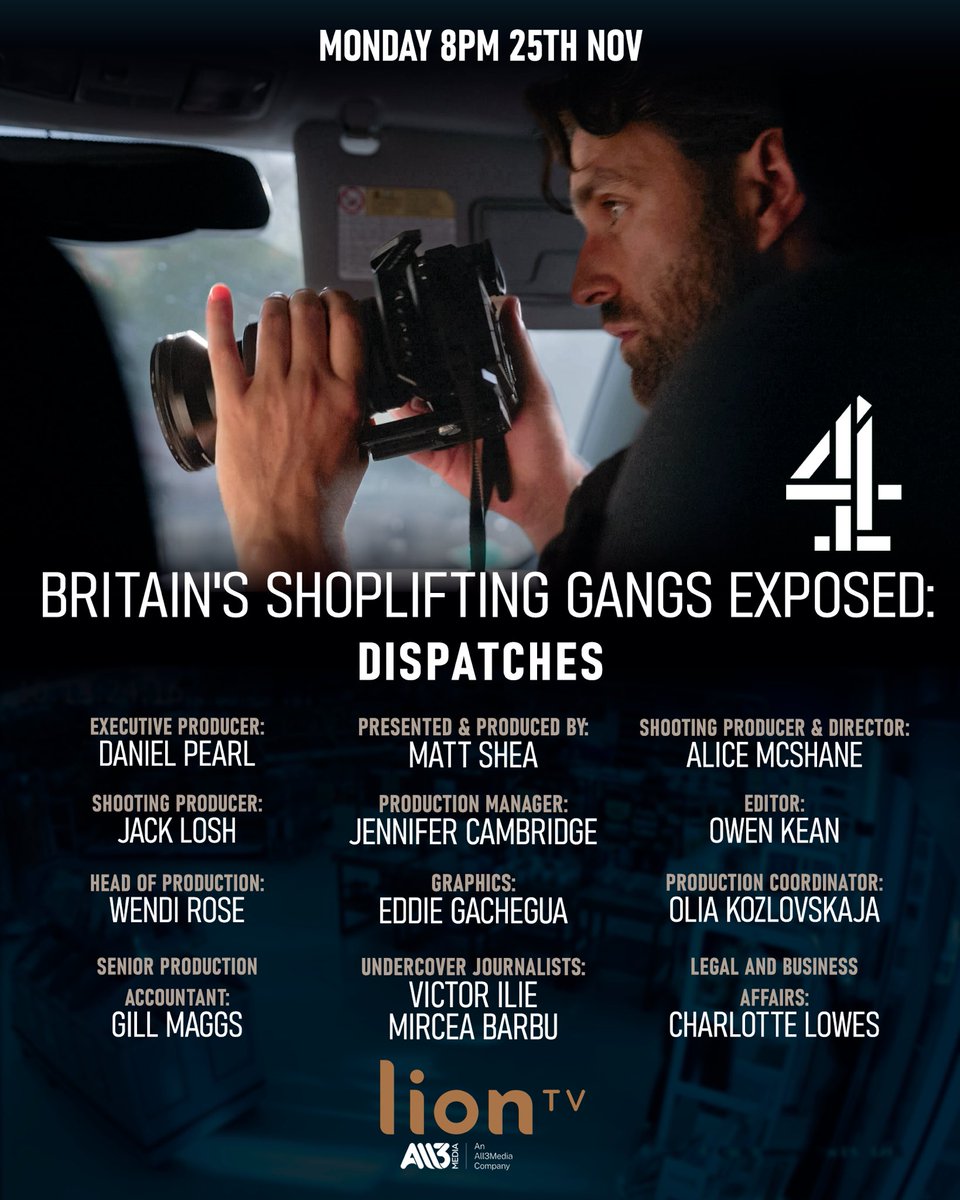 Our documentary into the growing links between organised crime networks and shoplifting airs tonight on @channel4 at 8pm.

An eye-opening investigation and a real privilege to work with such a brilliant team.