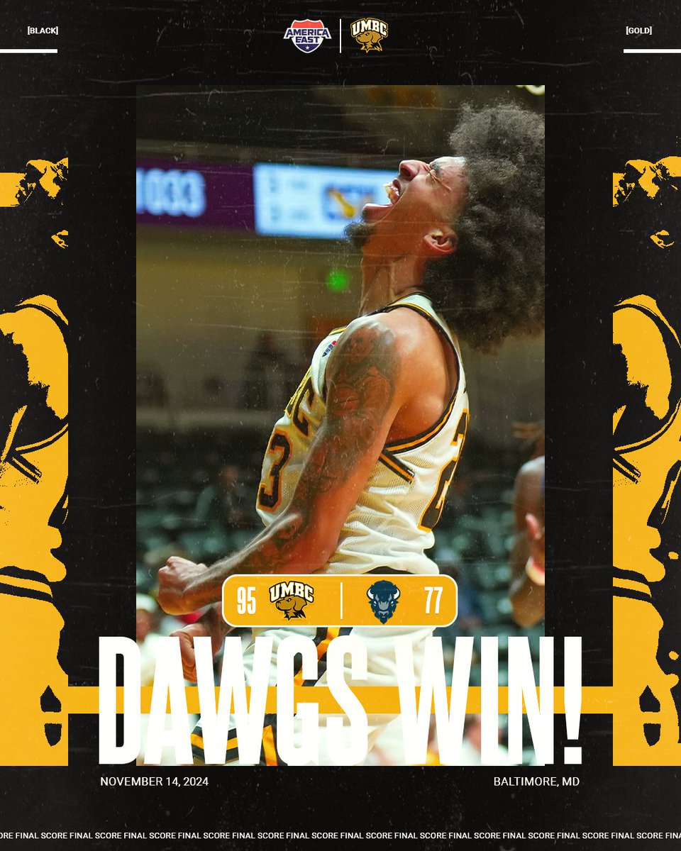 Dawgs take the win, 95-77!!!  

🚨NEXT GAME: UMBC takes on Morgan State at home on November 27th at 12pm

#RetrieverNation