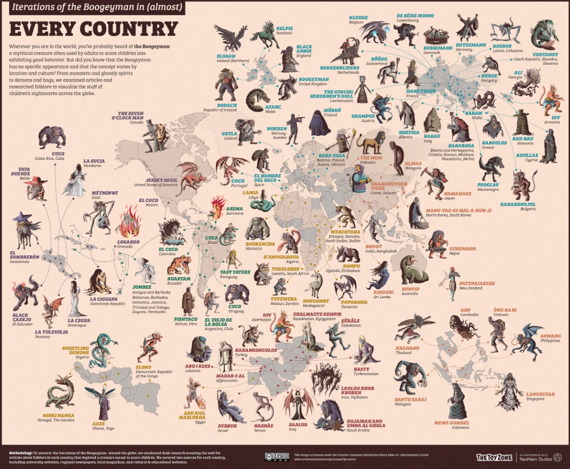 Cryptids mapped - What's missing from this chart