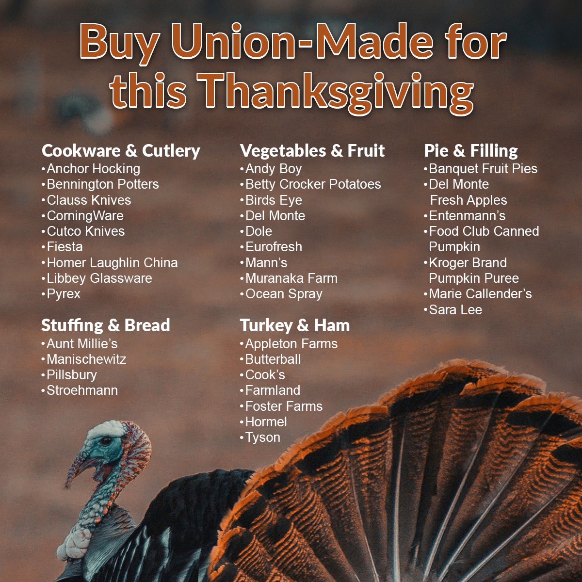 LiUNA110's tweet photo. 🥧🍞 From turkey to desserts, there’s a union-made option for every dish this #Thanksgiving! When you buy union, you’re helping to protect good jobs and fair wages. Let’s celebrate the holidays with a union-made spread! 🦃 #UnionStrong #SupportUnionJobs https://t.co/zhj9FG4k9x