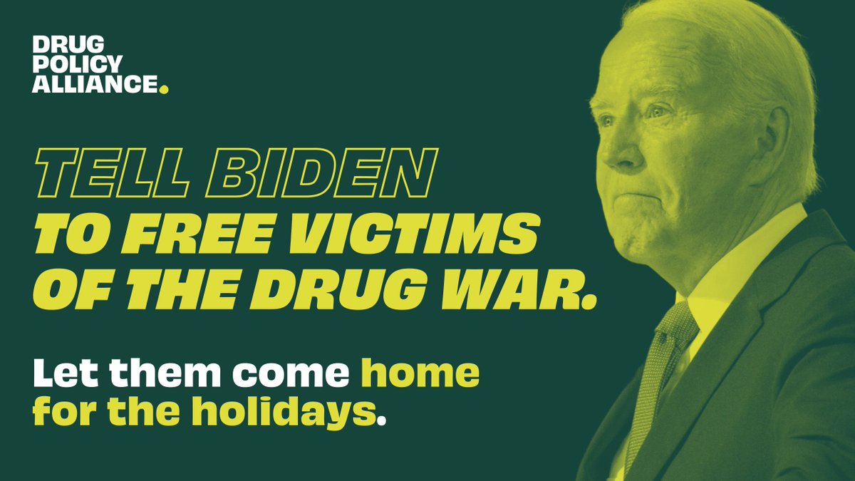 Of the nearly 2 mill. people currently incarcerated in the U.S., 1/5 are locked up for a drug offense. Biden can undo some of the harm before he leaves office. Tell <a href="/POTUS/">President Donald J. Trump</a> to grant clemency to give victims of the drug war a second chance: engage.drugpolicy.org/secure/tell-bi…