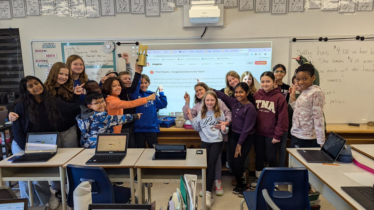 MrsMnich's tweet photo. Magma Math Competition= the Gr. 5/6's came in 1st!! Flex those math muscles!! @StStephenOCSB https://t.co/cDZkQofqaN