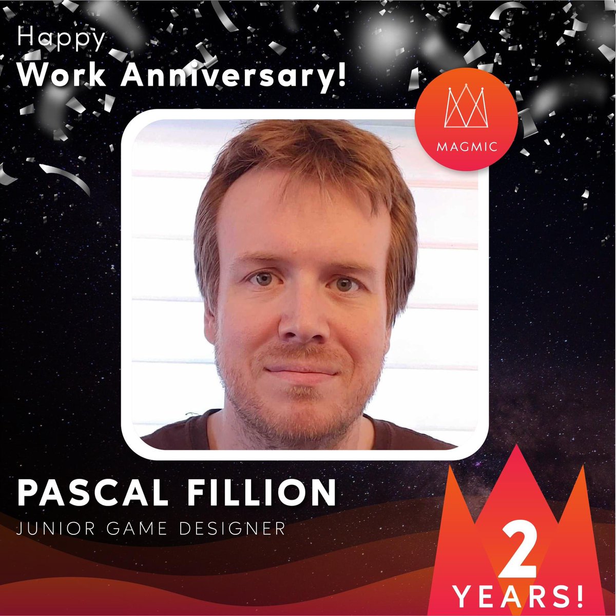 Happy Work Anniversary, Pascal! Thank you for the positive impact you make at Magmic every day! 

#Magmic #WorkAnniversary #MobileGames