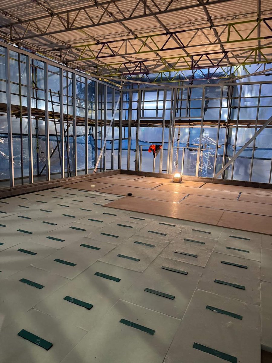 keystonearch's tweet photo. Sound proof break out office under construction inside a production facility in Scunthorpe. 

Construction by Concept Construction Solutions, utilising cold-rolled lightweight steel construction from @AyrshireMetals and MustWall insulation from @Buildtec Acoustics. https://t.co/tvU48quQrz