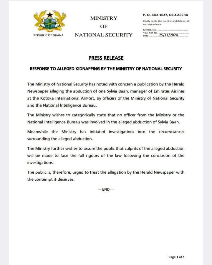 These allegations are entirely false , misleading and aimed at tarnishing the image of the Bureau and the broader National Security framework. 
The Sylvia Baah is cunning and crook !