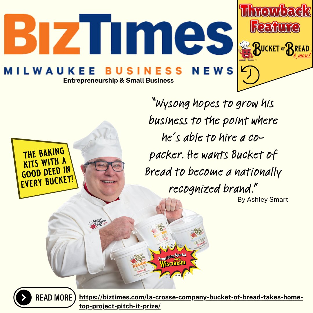 BakingKits's tweet image. 🏆 Thanksgiving Throwback Thanks! 🏆

We’re still celebrating our top win at Project Pitch It! 🎉 Check out how Bucket of Bread impressed the judges: biztimes.com/la-crosse-comp…

#Throwback #BucketOfBread #ProjectPitchIt