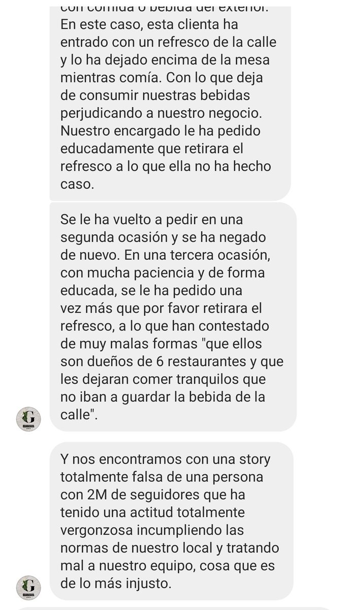 soycamarero's tweet photo. No me parece nada justo que una persona con más de 2 millones de seguidores en redes echen por el suelo el trabajo ajeno, por no querer acatar la norma tan básica de qué no se puede consumir bebidas de fuera.
¿Qué opináis? https://t.co/7GDDCWfi3v